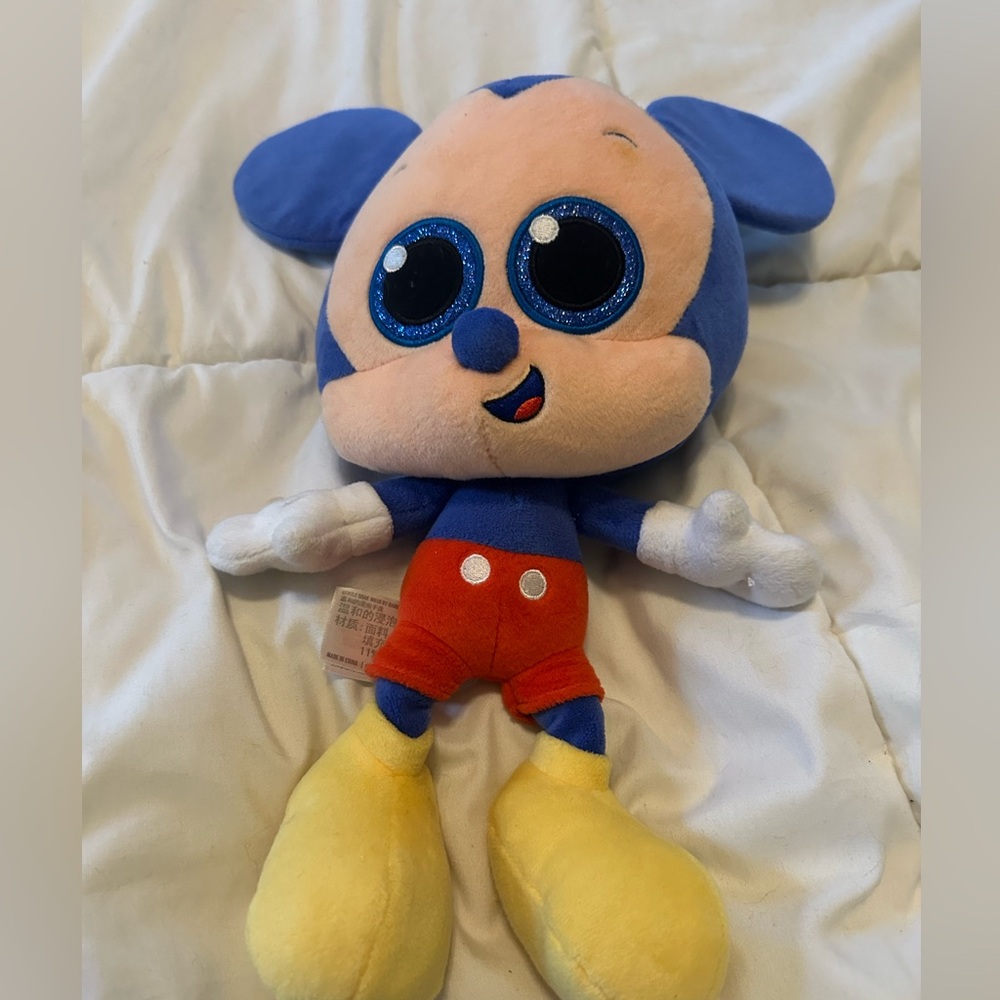 Mickey Mouse Plush Big Sparkly Eyes Floppy Ears Velvety Disney Parks WDW (j21)